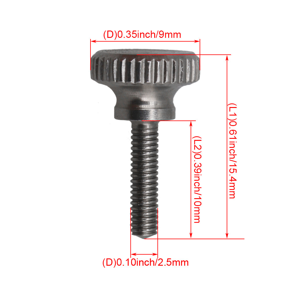 BQLZR M2.5x10mm Knurled Head Thumb Screws Shoulder Type Stainless Steel Set of 4