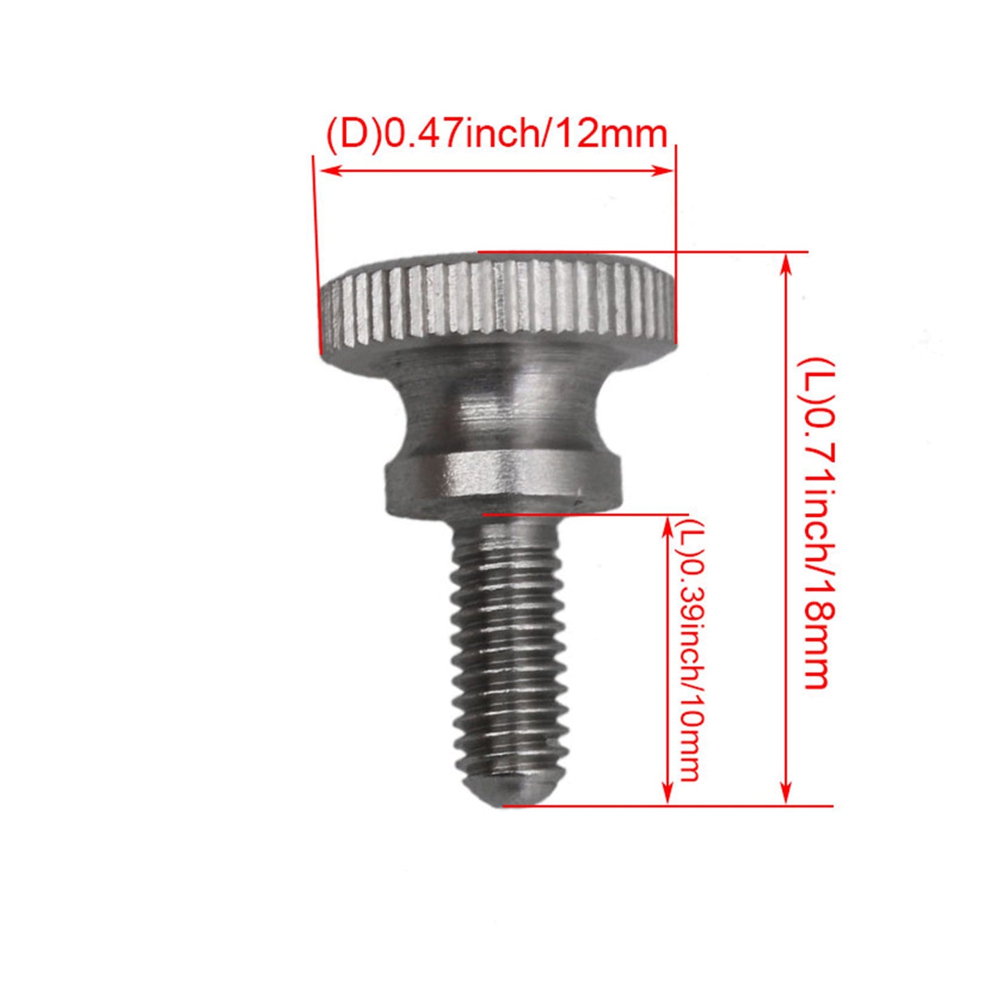 BQLZR M4x10mm Thread 18mmHeight 304 Stainless Steel Knurled Thumb Screws Bolts Pack 4