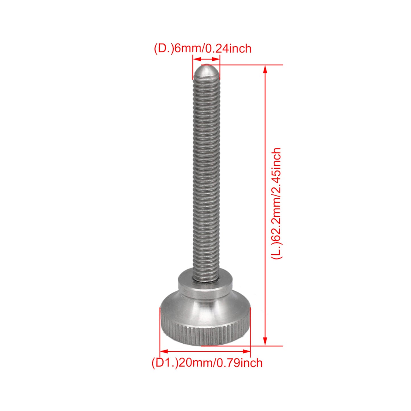 BQLZR Stainless Steel Knurl Flat Head Screw Bolts M6x50 Thumbs Screws Silver Pack of 2