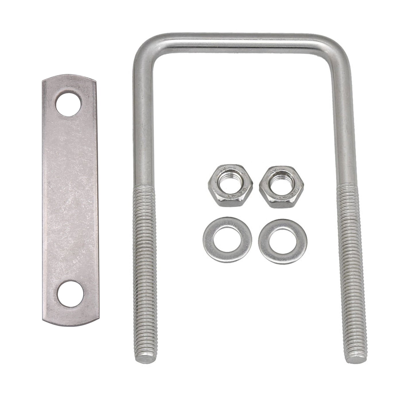 BQLZR Silver 304 Stainless Steel U Bolt Square Shape M8x60x120 with Plate Fastener
