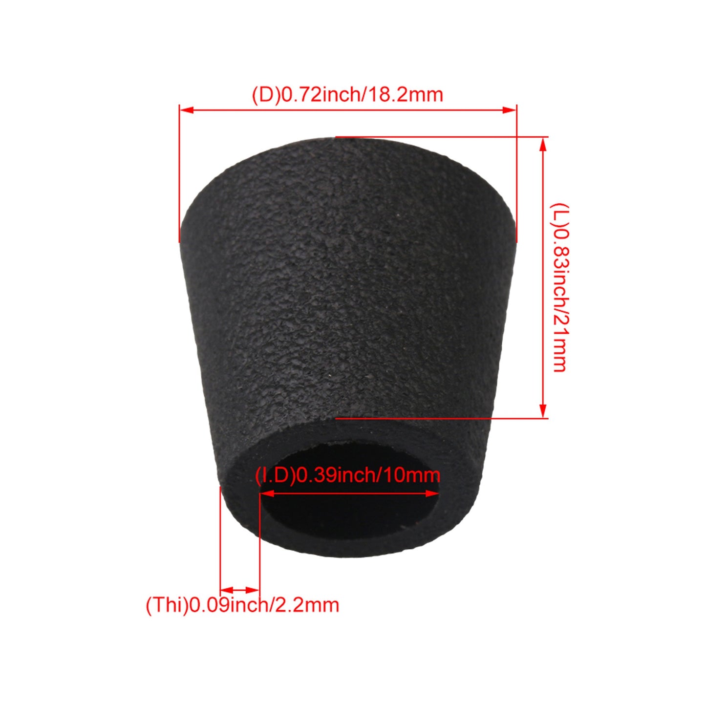 BQLZR Synthetic Rubber 10mm Table Chair Feet Cover Arc Bottom Shape Black Pack of 20