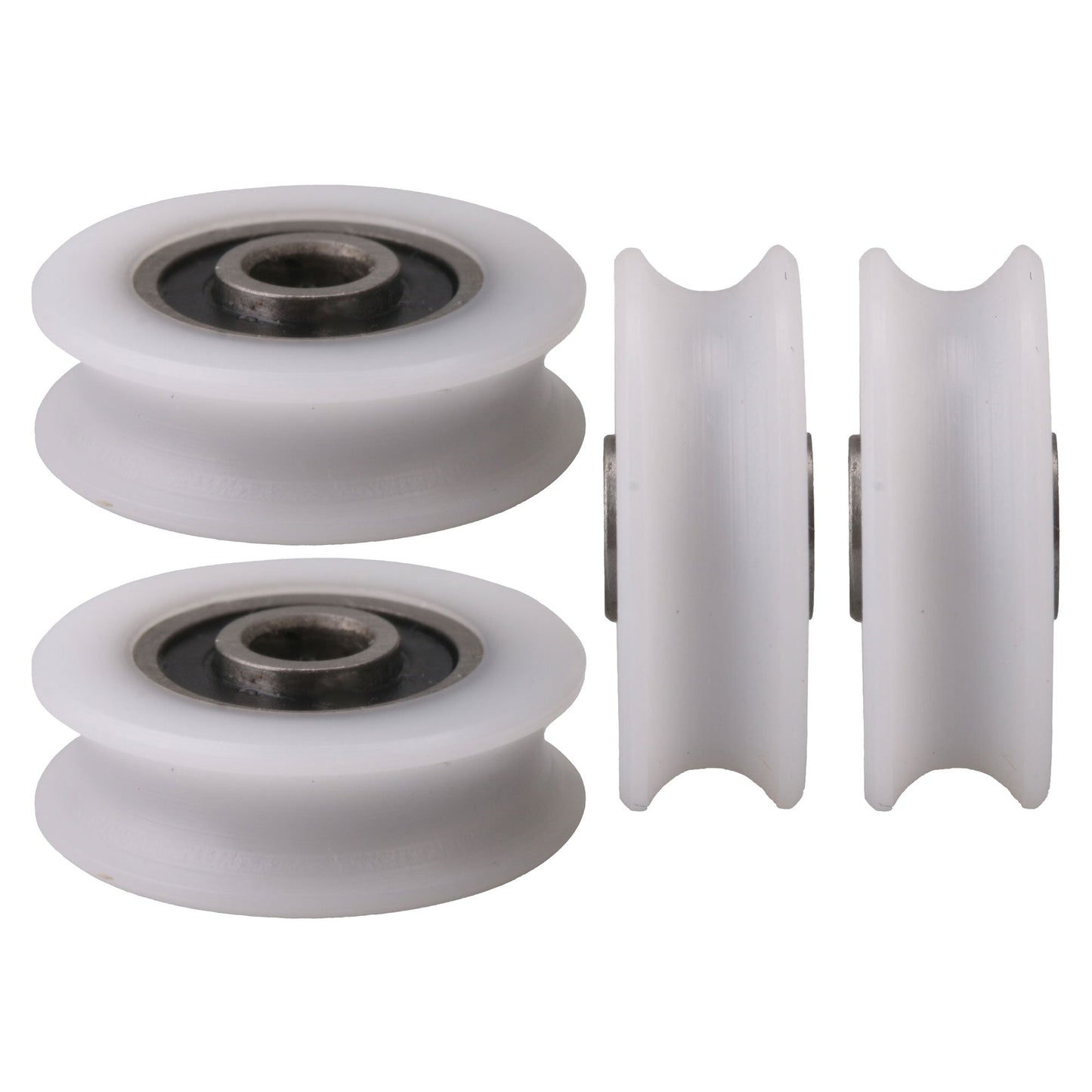 BQLZR Bearing Round U-Groove Nylon Pulley Wheel for Bathroom Closet Door Pack of 4