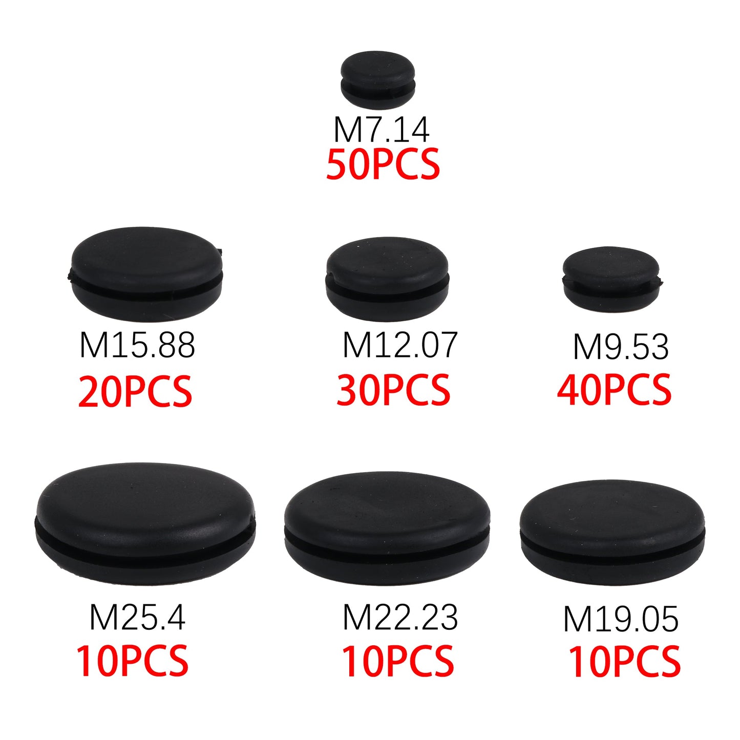 BQLZR Rubber Grommets Eyelet Ring Gasket for Plumbing Automotive with Box Pack of 170