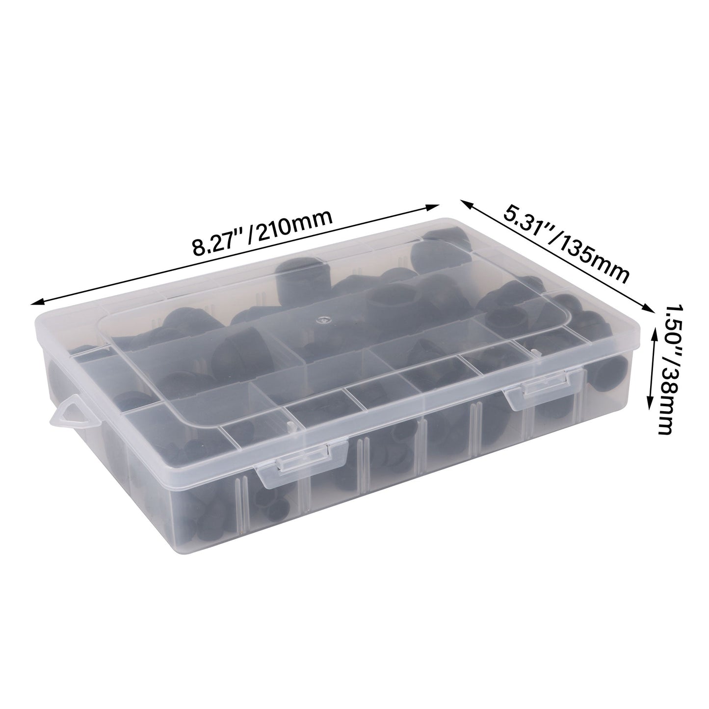 BQLZR Nylon Nut Cover Black Hexagon Bolt Cap M4 5 6 8 10 12 w/ Storage Box Pack of 145