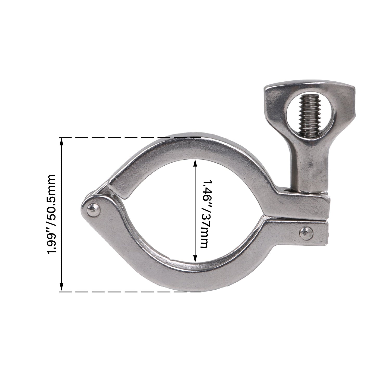 BQLZR Stainless Steel 304 Single Pin Tri Clamp for 1.5inch Tube with Gasket Pack of 2