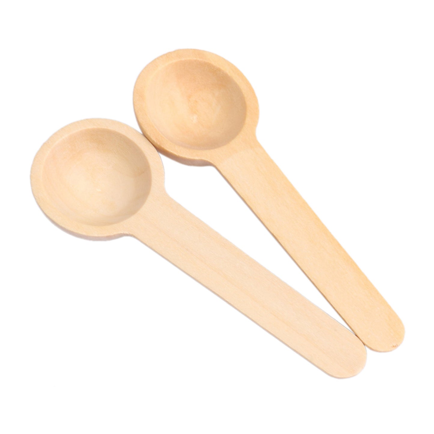 BQLZR 7.5x2.4x1.3cm Small Round Wooden Kitchen Spoons for Salt Seasoning Honey Coffee Spoon Pack of 50