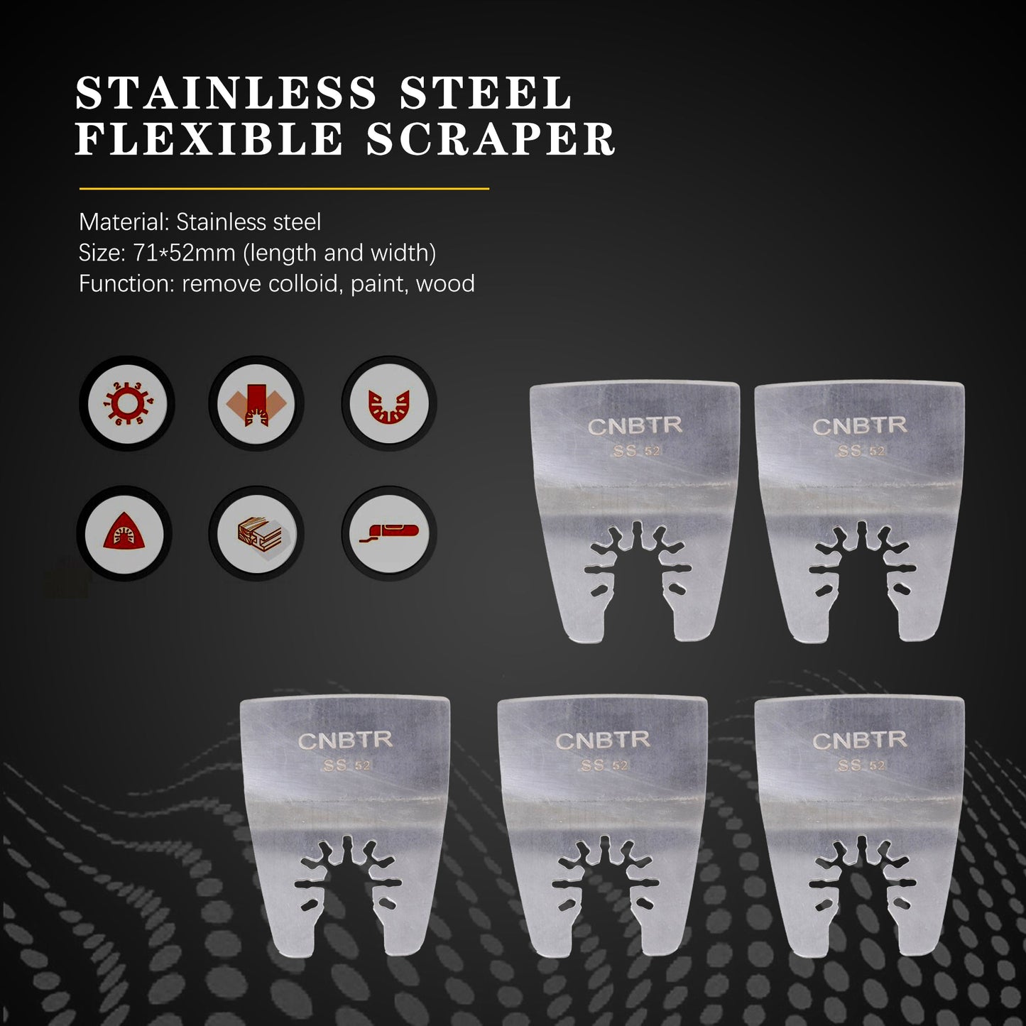 BQLZR Stainless Steel Oscillating Multi Tool Rigid Scraper for Grout Removal Pack of 5