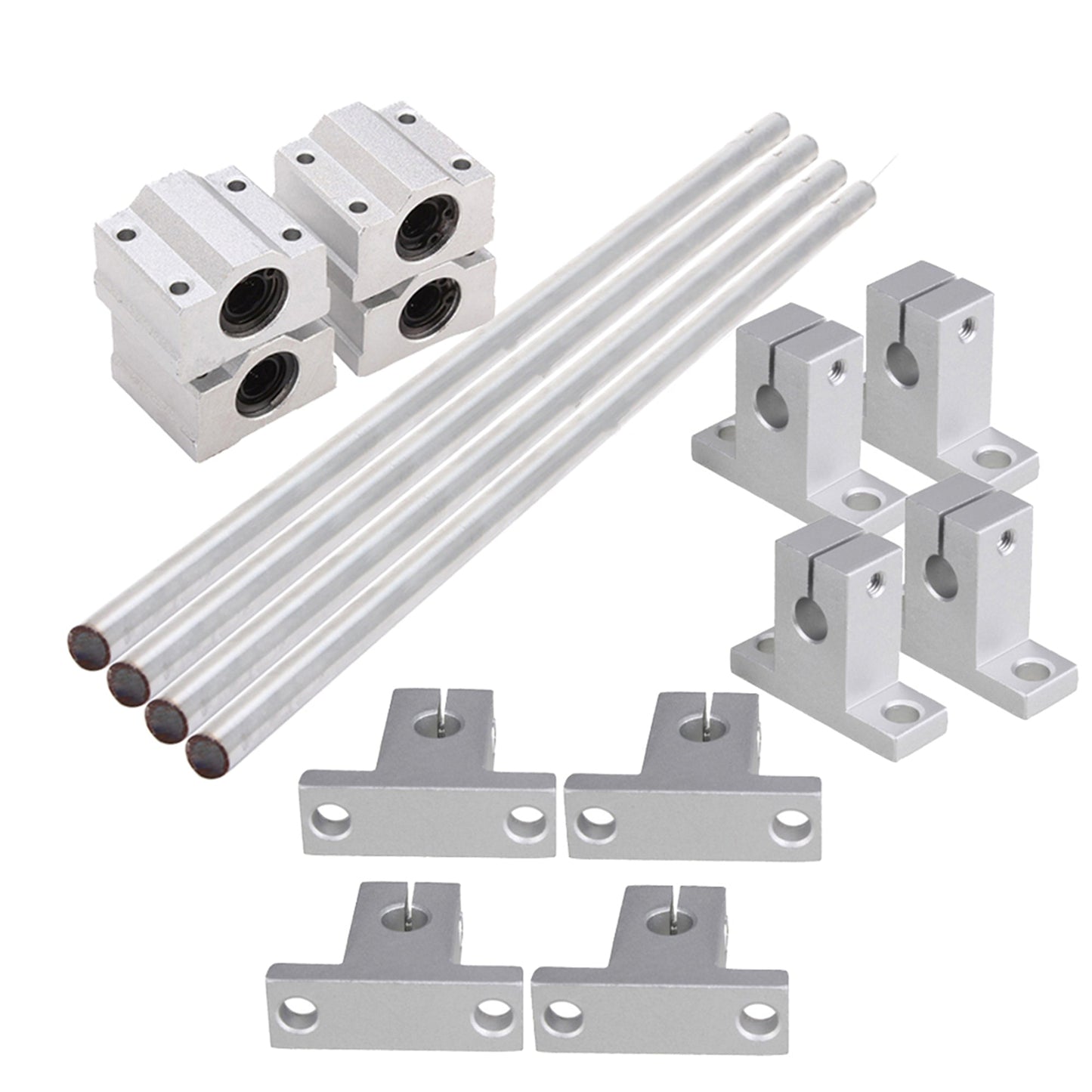 BQLZR Metal Linear Ball Bearing Slide Set with Optical Axis Rail Support Pack of 4