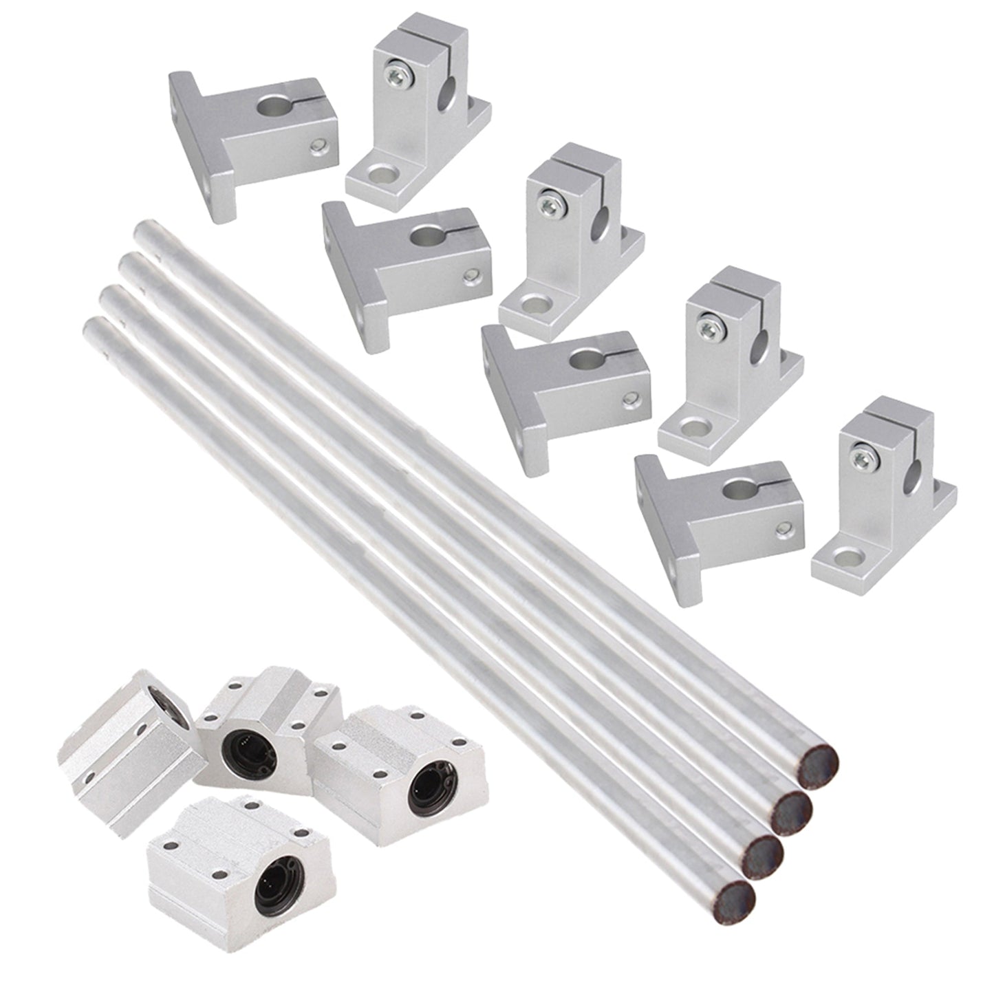 BQLZR Metal Linear Ball Bearing Slide Set with Optical Axis Rail Support Pack of 4