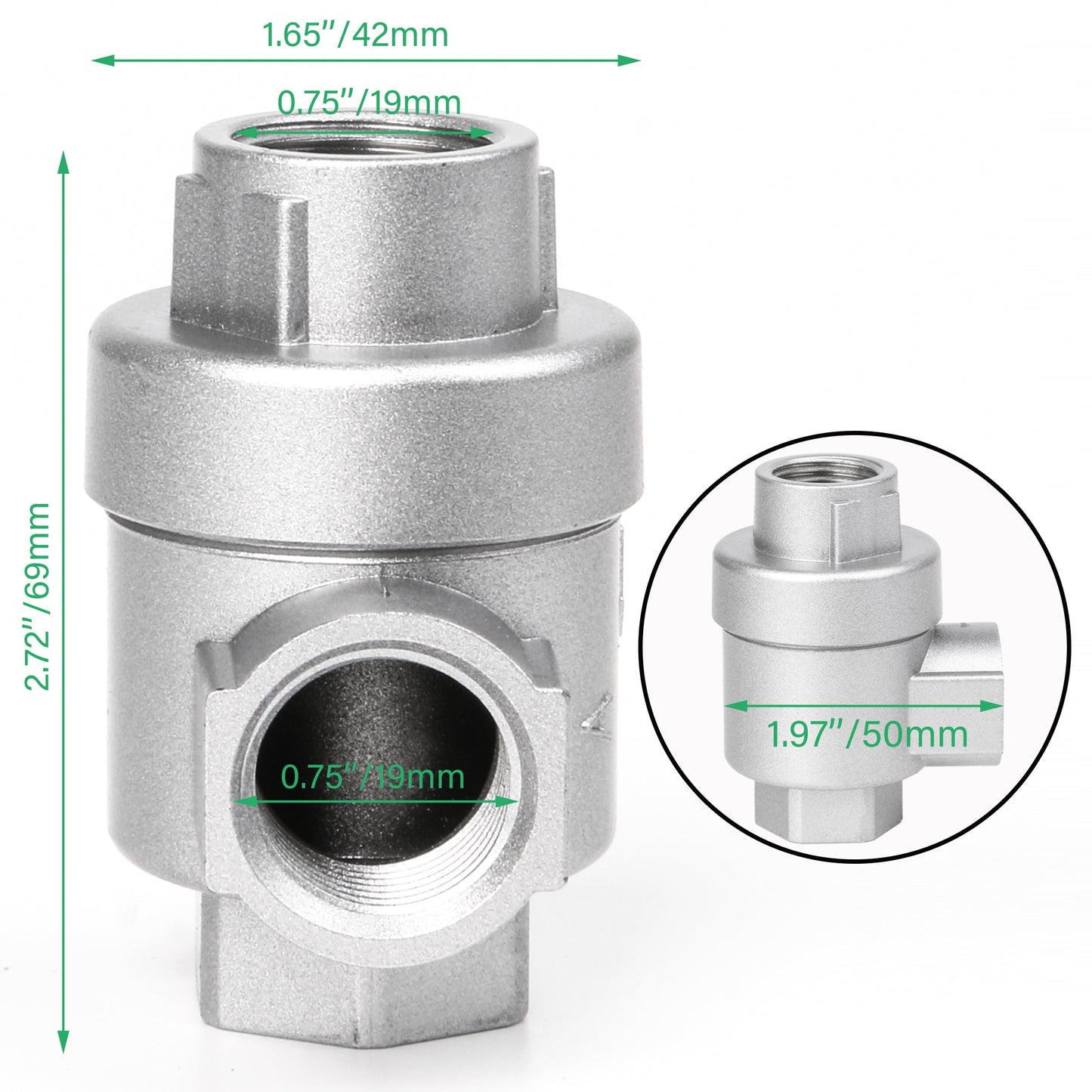 BQLZR Aluminum Quick Exhaust Valve Pneumatic Pipe 1/2 BSPT Thread the Way Pack of 5