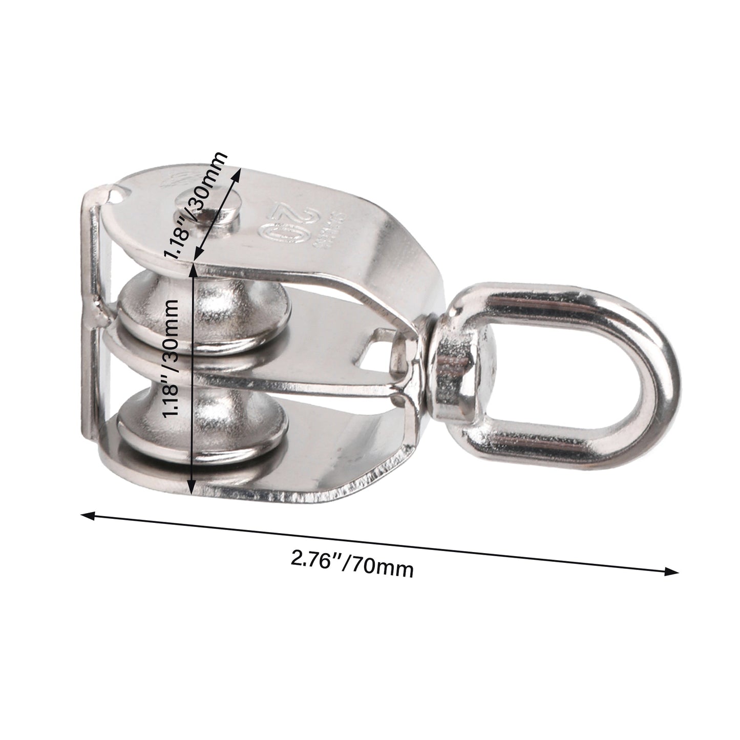 BQLZR Double Wheels Pulley Block M20 Silver Stainless Steel for Wire Crane Pack of 5