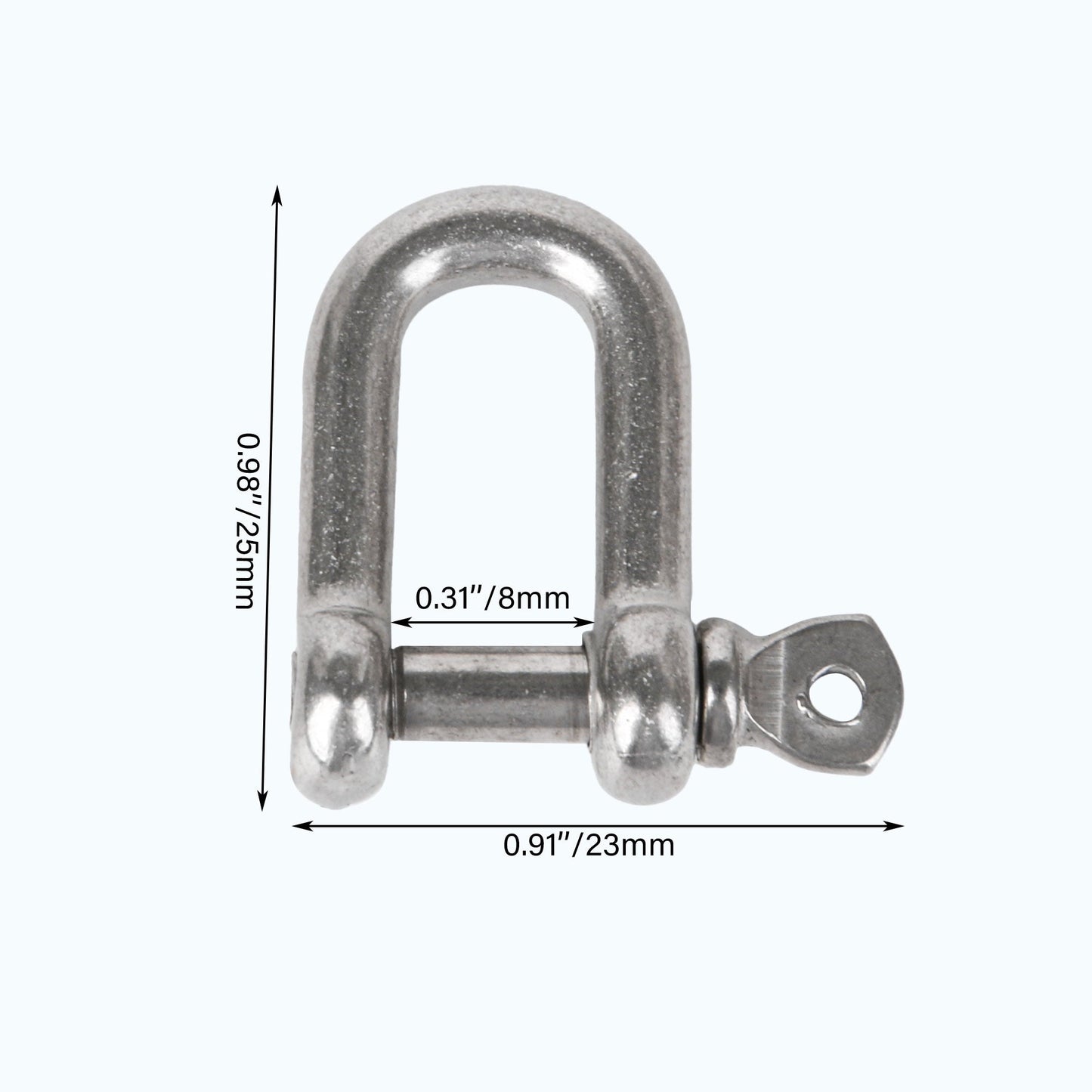 BQLZR D Shackle Silver Stainless Steel Anchor Bow Shape M4 for Steel Wire Pack of 50