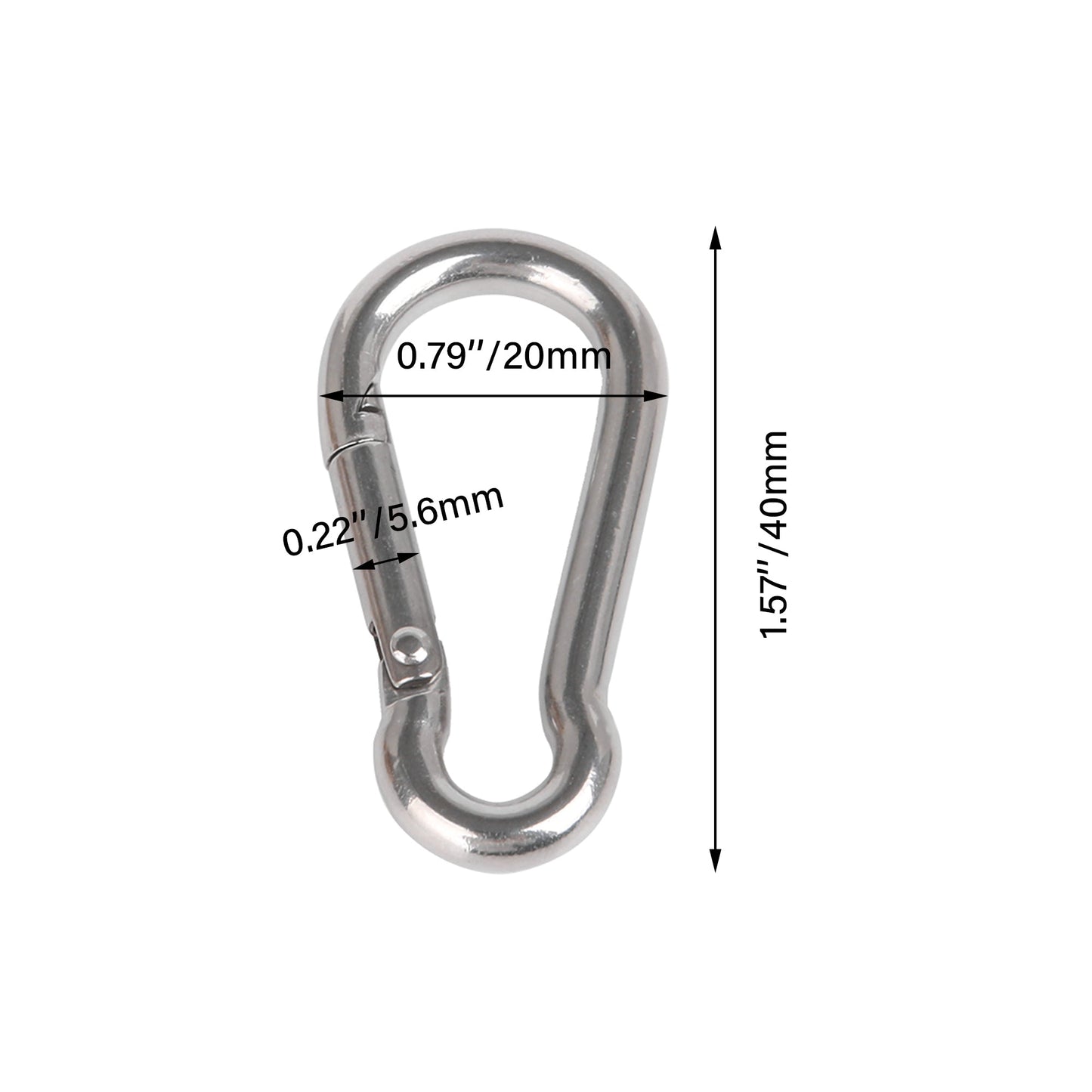 BQLZR 40x19.5x5.6mm Stainless Steel Spring Snap Hook for Wire Rope Link Pack of 10