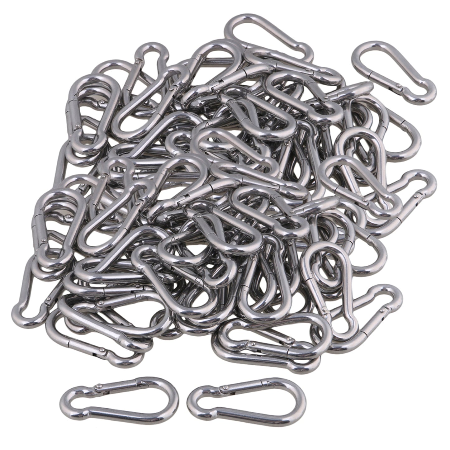 BQLZR 51.7x25x6.3mm Stainless Steel Spring Snap Hook for Wire Rope Link Pack of 100