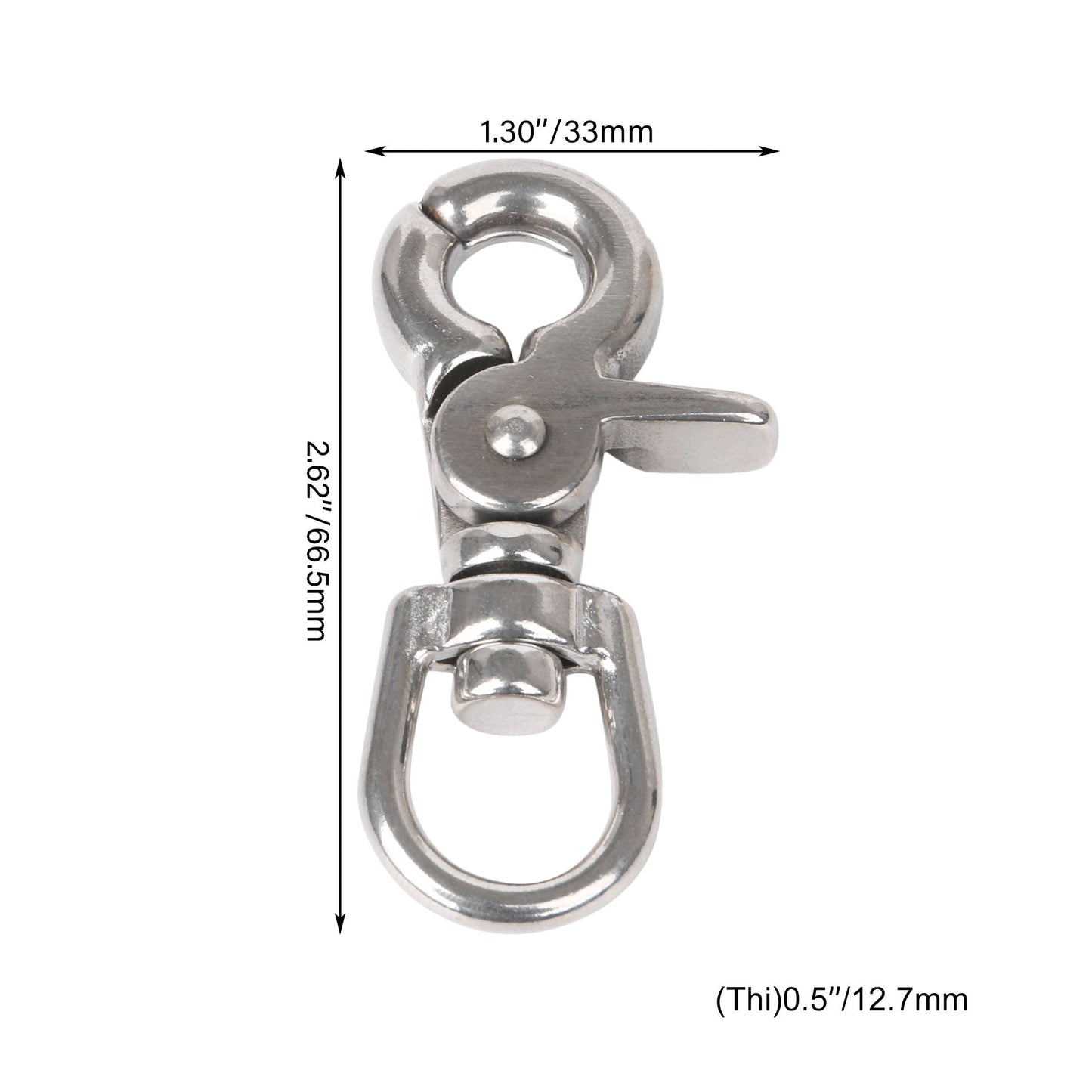 BQLZR Stainless Steel Swivel Lobster Clasp Snap Hooks 2.6inchx0.5inchx1.3inch Silver Pack of 5