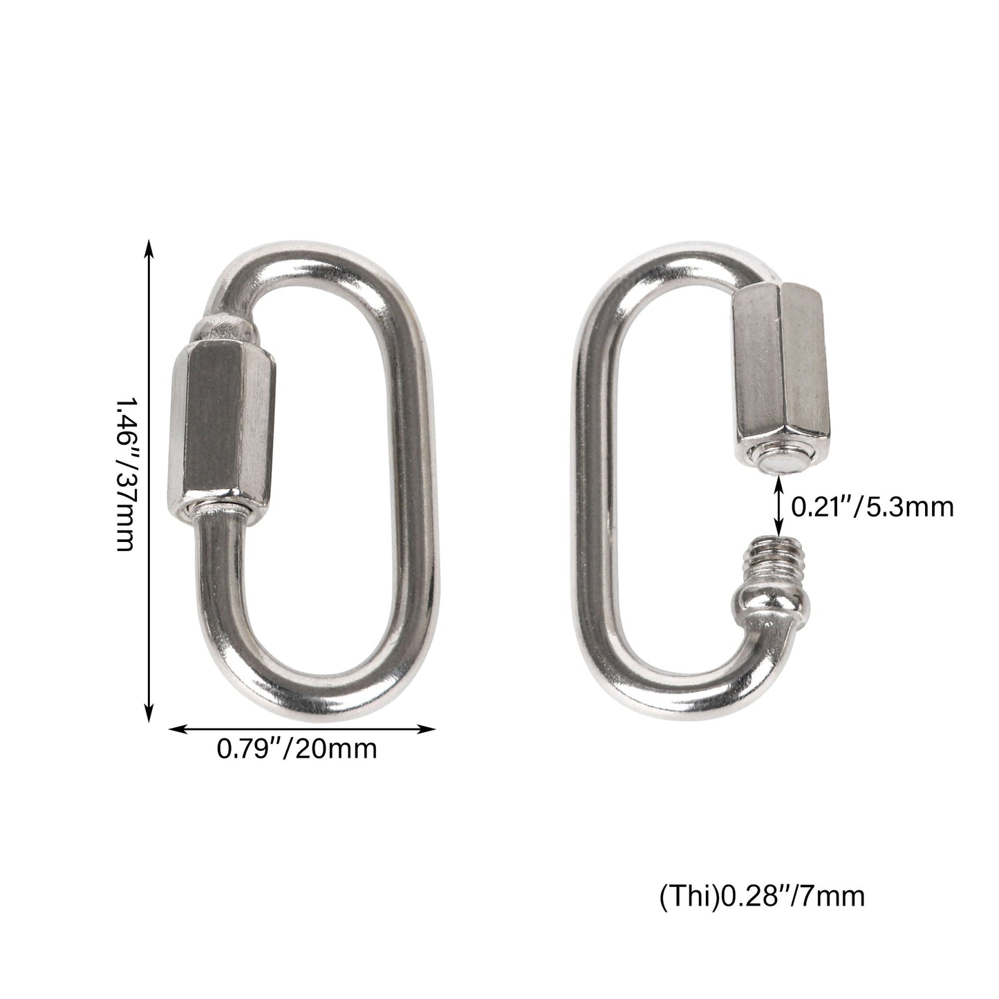 BQLZR 304 Stainless Steel Quick Link Locking Chain M3.5 Connectors Silver Pack of 50