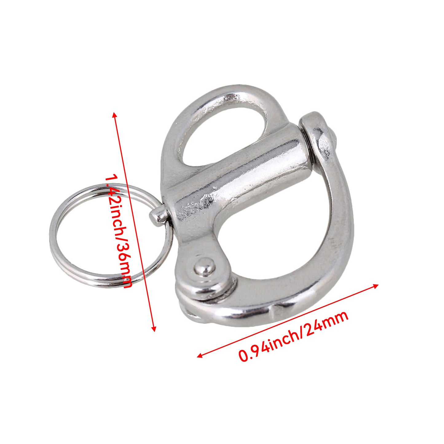 BQLZR 35mm Silver Stainless Steel Fixed Bail Snap Shackle Rigging Sailing Boat Yacht Marine Hard Set of 10