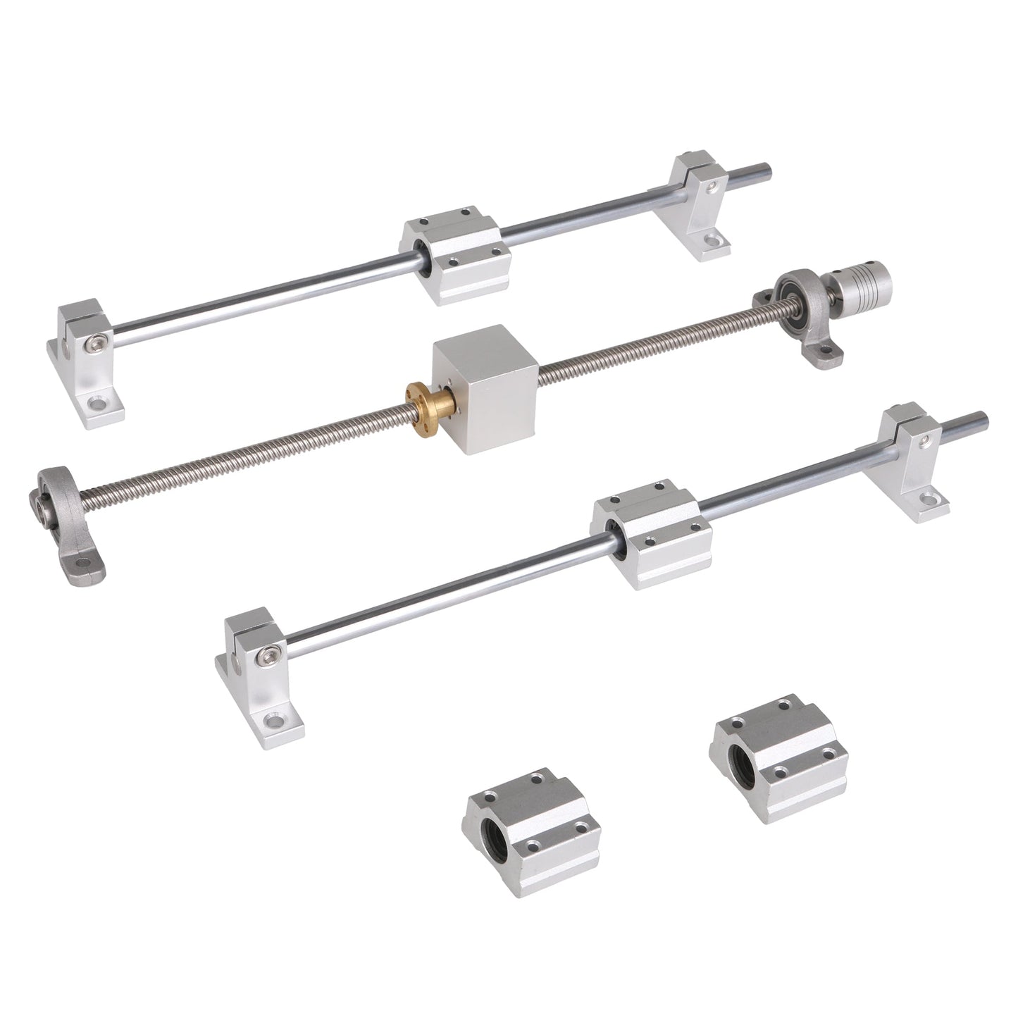 BQLZR T8 Horizontal Dual Rail Linear 300mm Optical Axis & 350mm 8mm Screw Coupler Set