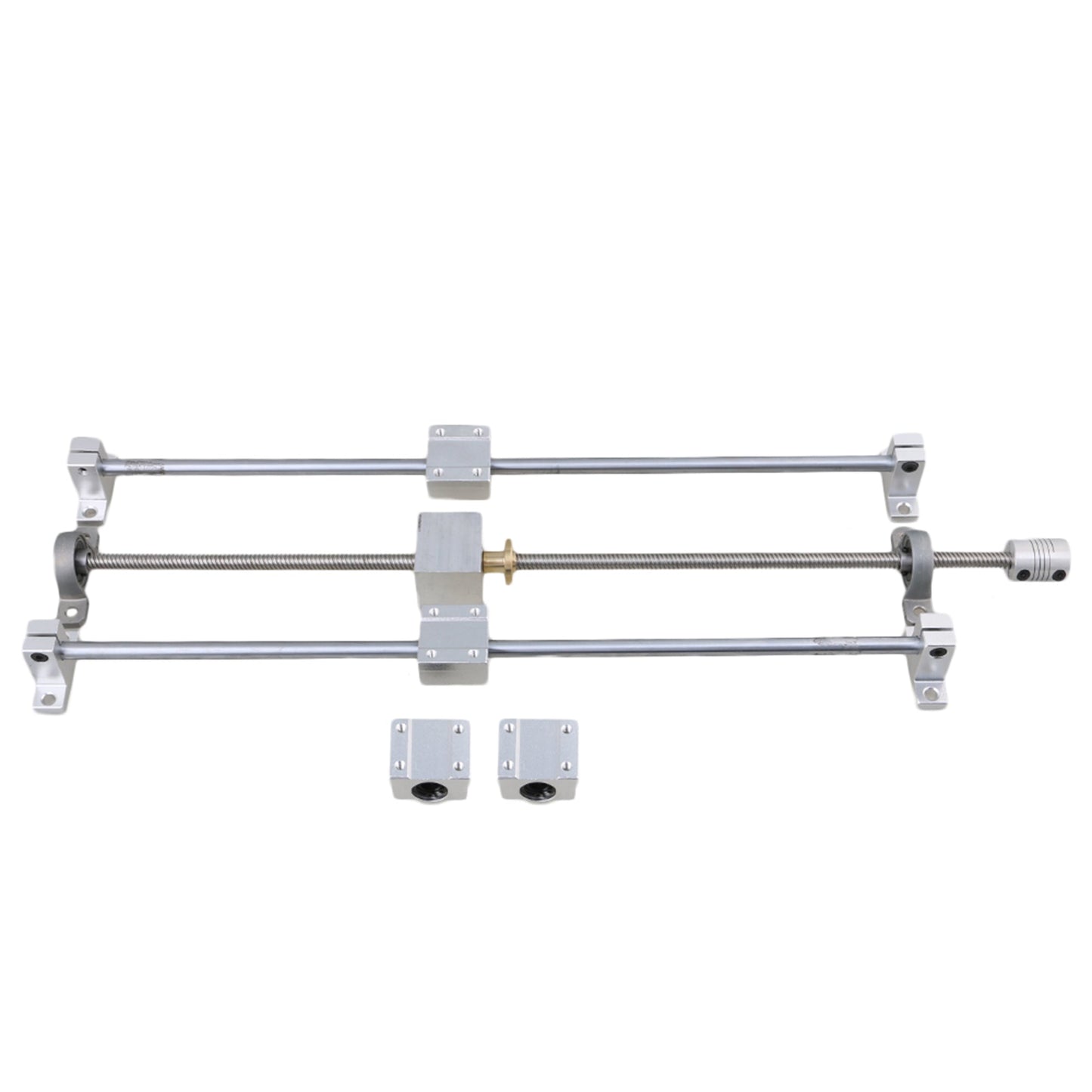 BQLZR T8 Horizontal Dual Rail Linear 400mm Optical Axis & 450mm 8mm Screws Coupler Set