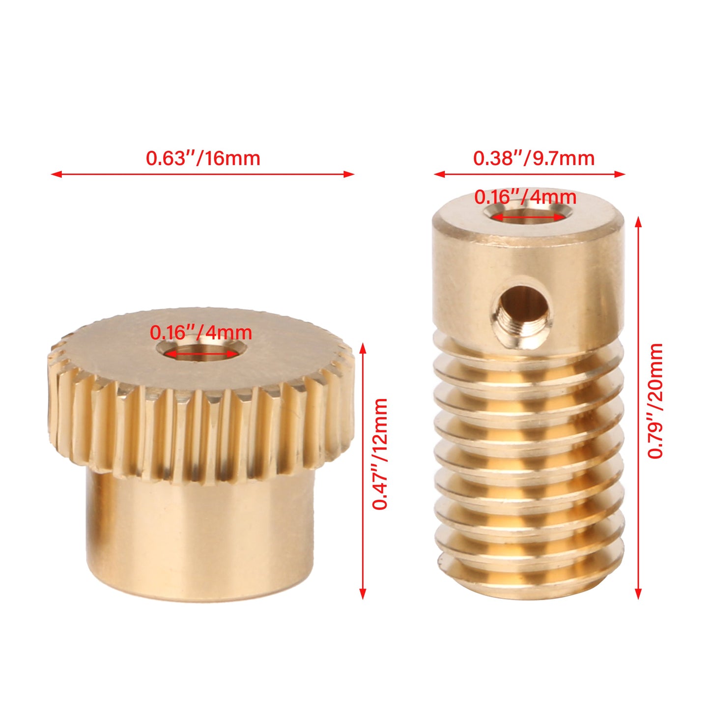 BQLZR 30T 0.5 Modulus Industry Brass Gear Wheel 4mm Hole Dia Shaft Kit w/ Screw 1:30