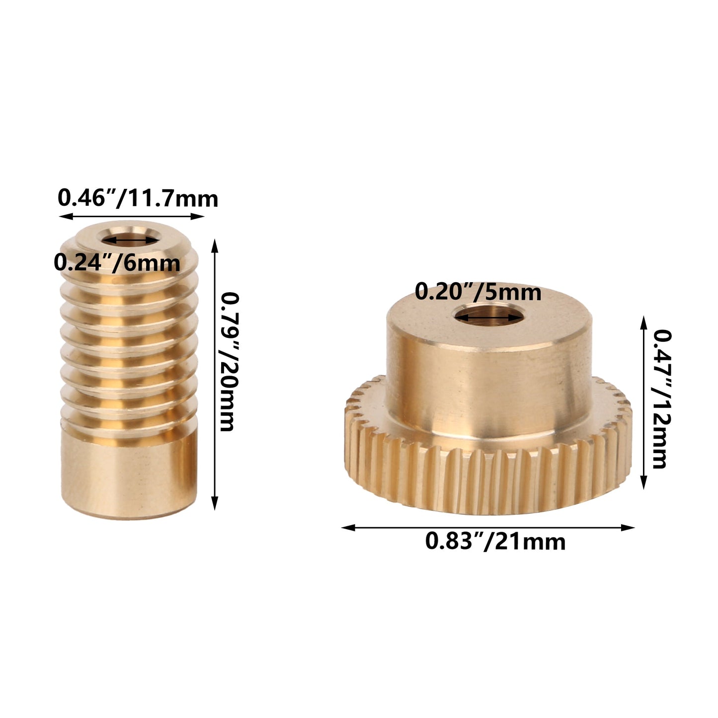 BQLZR Brass 6mm Hole Diameter Brass Turbine Gear Shaft with 40T Gear Wheel 0.5 Modulus