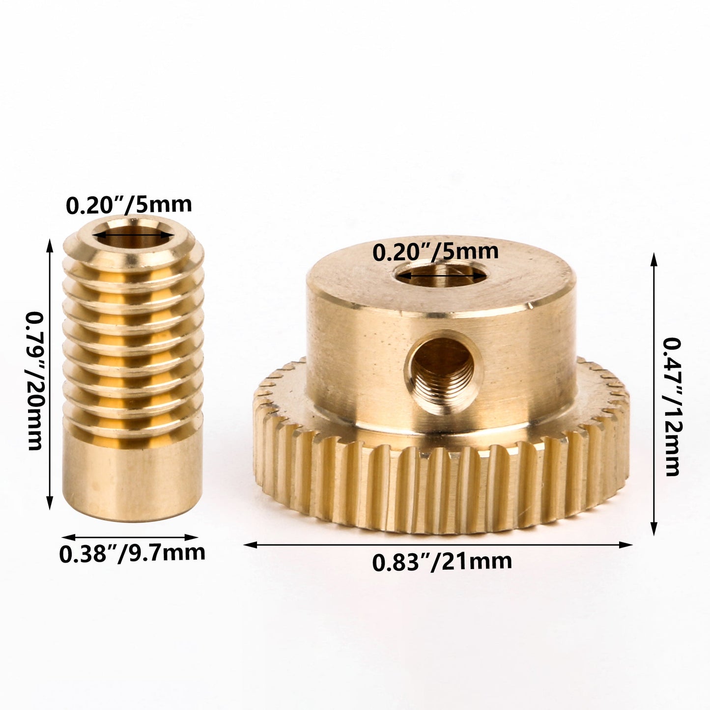 BQLZR 40T 0.5Modulus 1:40 Brass Gear Wheel & 5mm Hole Dia Gear Shaft Kit for Industry