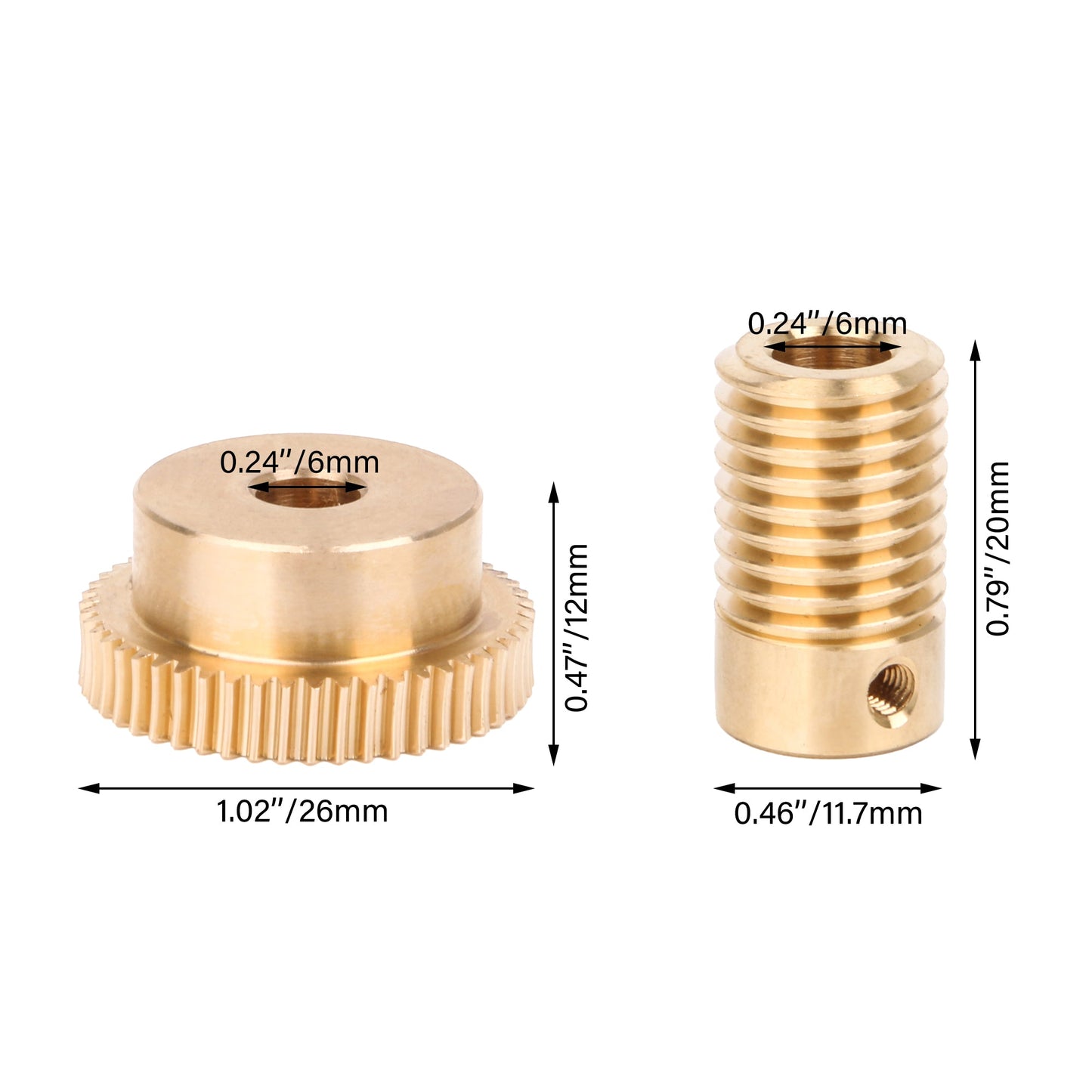 BQLZR 50T 0.5Modulus Brass Gear Wheel 6mm Hole Dia Shaft Kit w/ Screw for Industry
