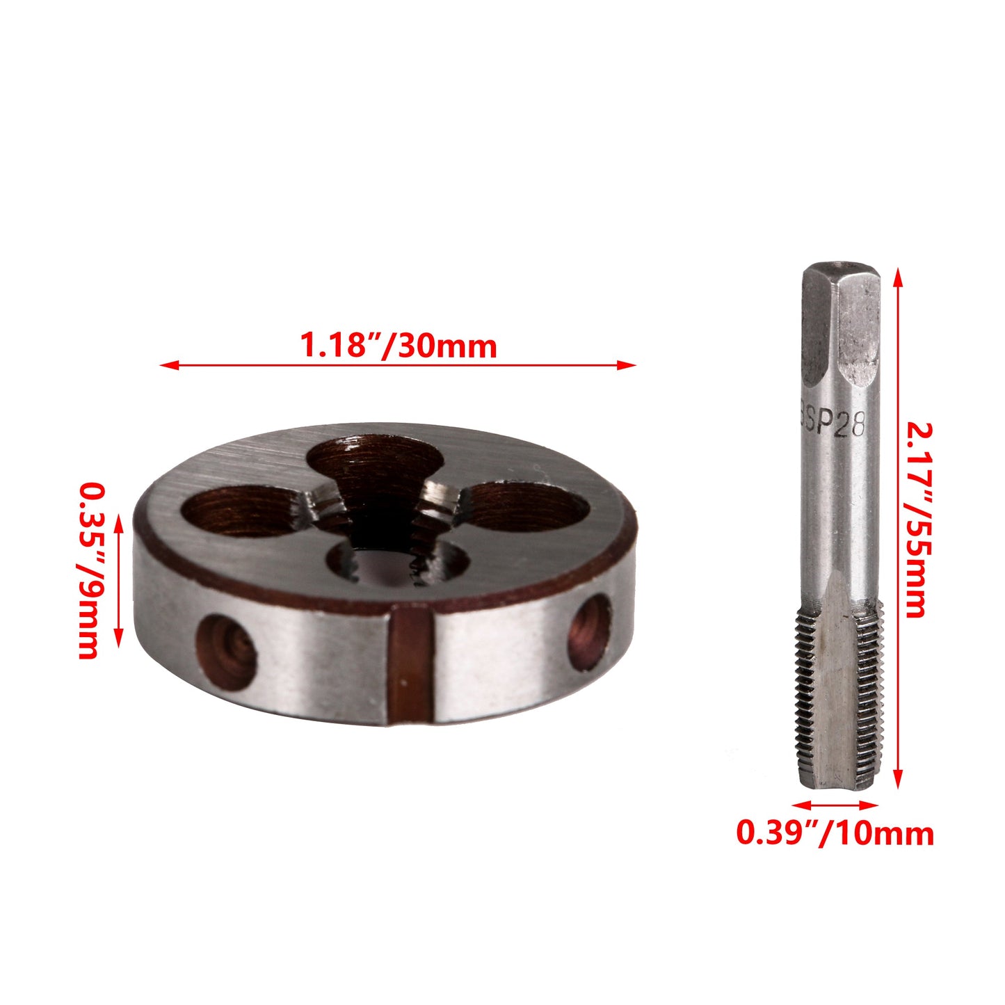 BQLZR Threading Steel Hand Taps Screw Mold Kit for Industry Repair Silver BSP 1/8