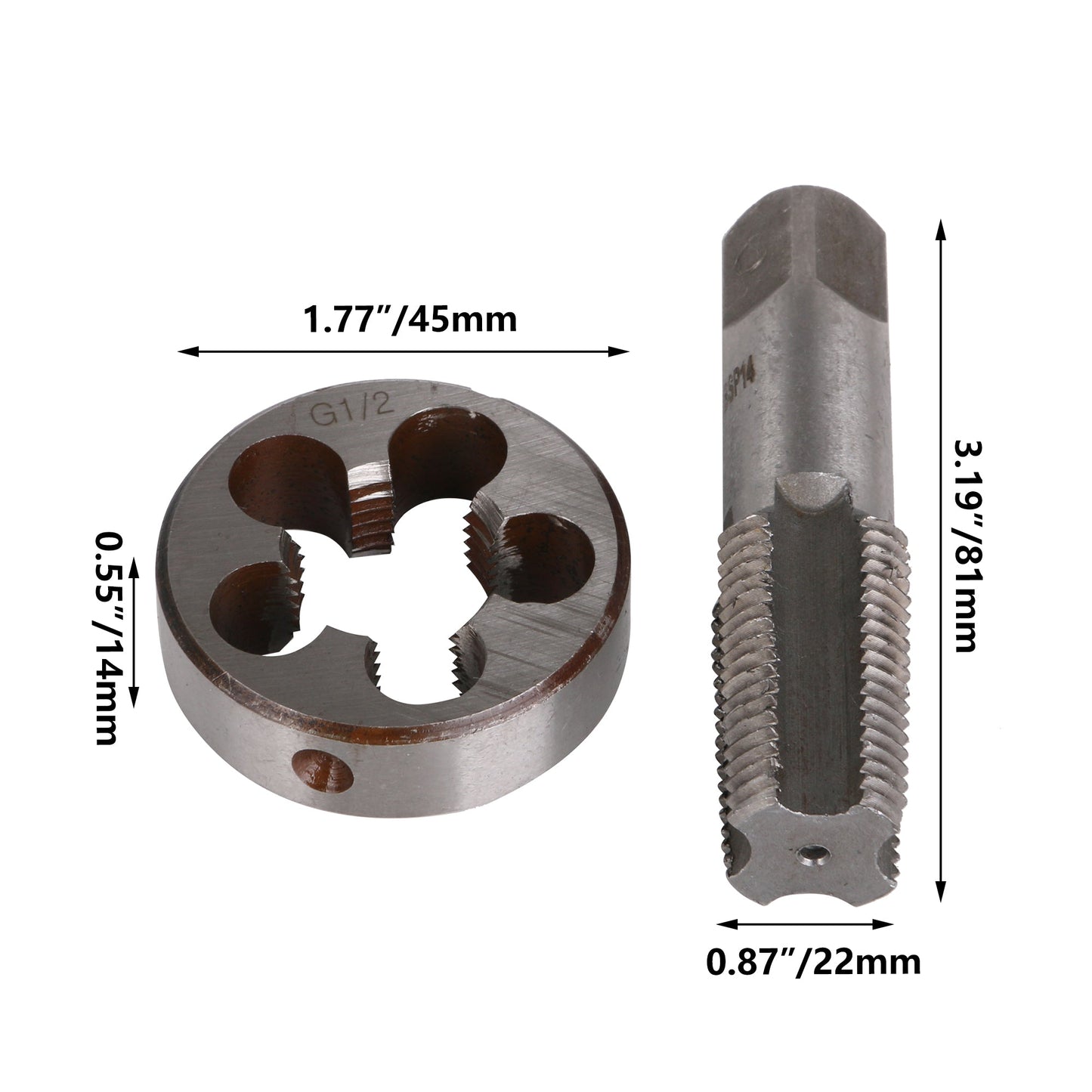 BQLZR BSP1/2 Threading High Speed Steels Hand Taps Industry Thread Repair Kit Silver