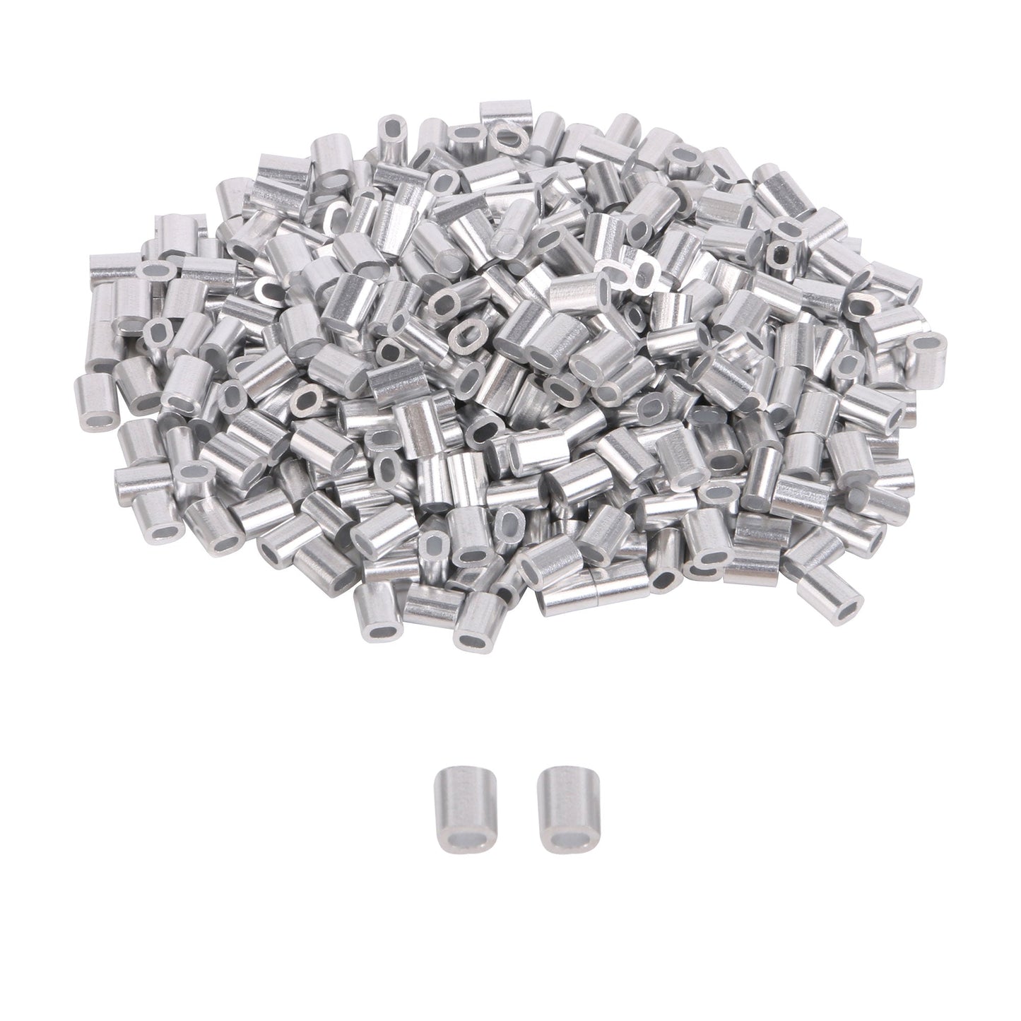BQLZR Aluminum Alloy Crimping Loop Sleeve Oval Clips Silver for Wire Rope Pack of 600