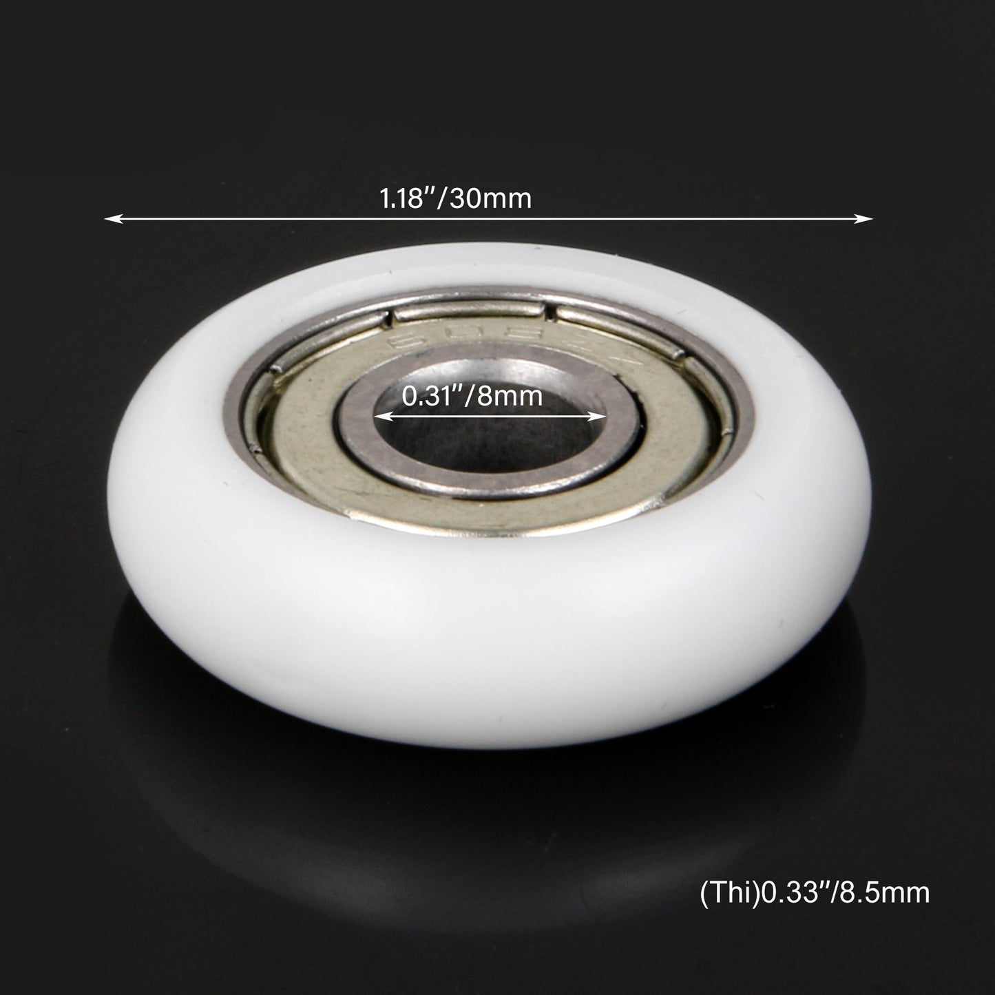 BQLZR Industrial Bearing Pulley 8 x 30 x 8.5mm Spherical Arc White Load 87KG Pack of 8