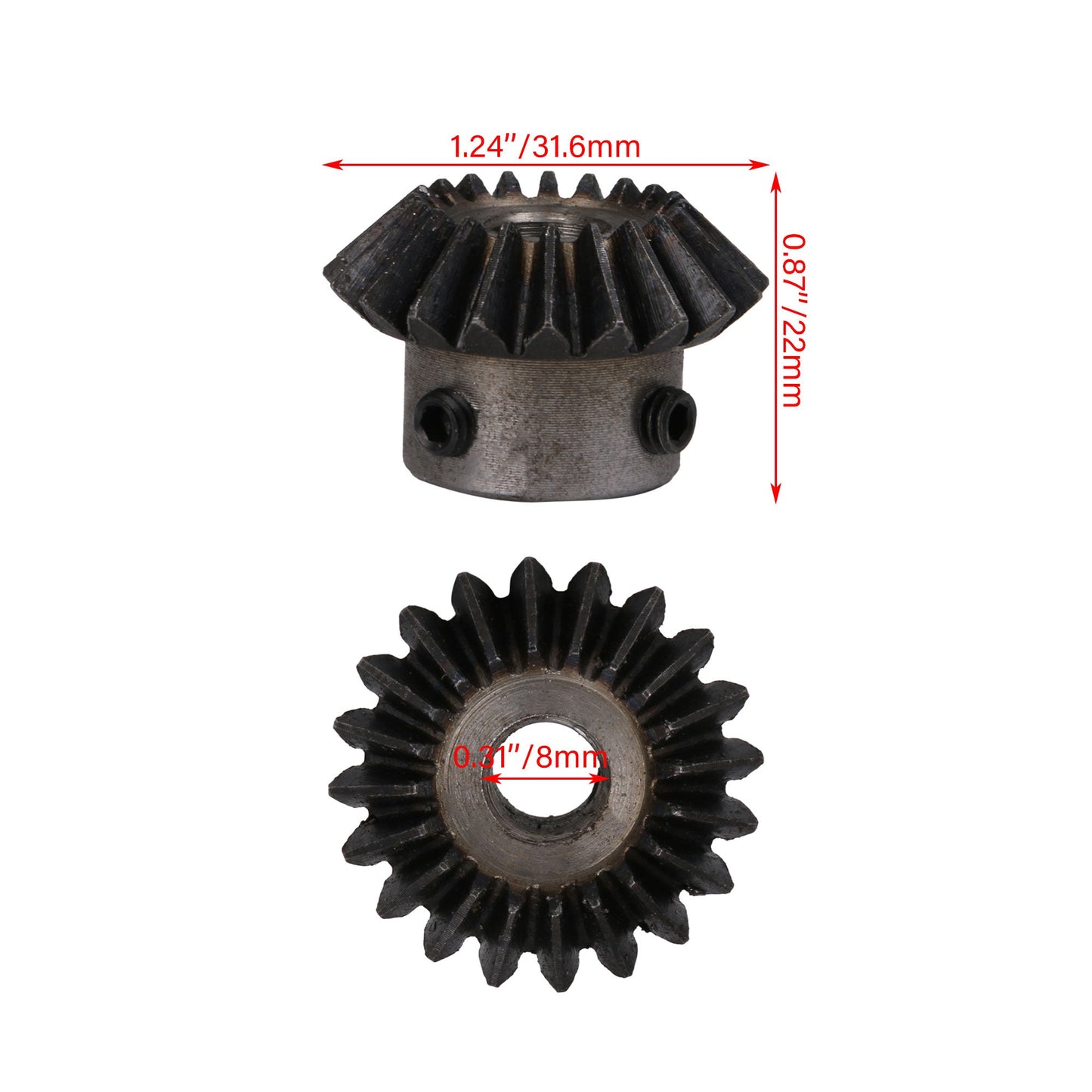 BQLZR Metal Bevel Driver Gear Wheel 1.5 Modulus 20 T 0.31inch Dia for DIY Motor Pack of 8