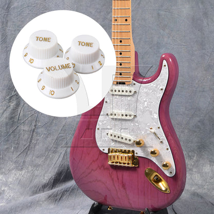 BQLZR White 1-Volume 2-Tone Control Knob For Electric Guitar Pickup