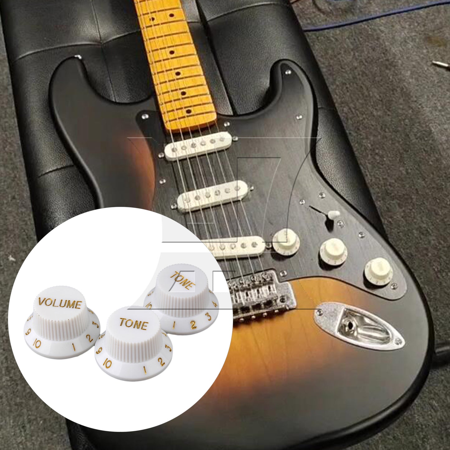 BQLZR White 1-Volume 2-Tone Control Knob For Electric Guitar Pickup