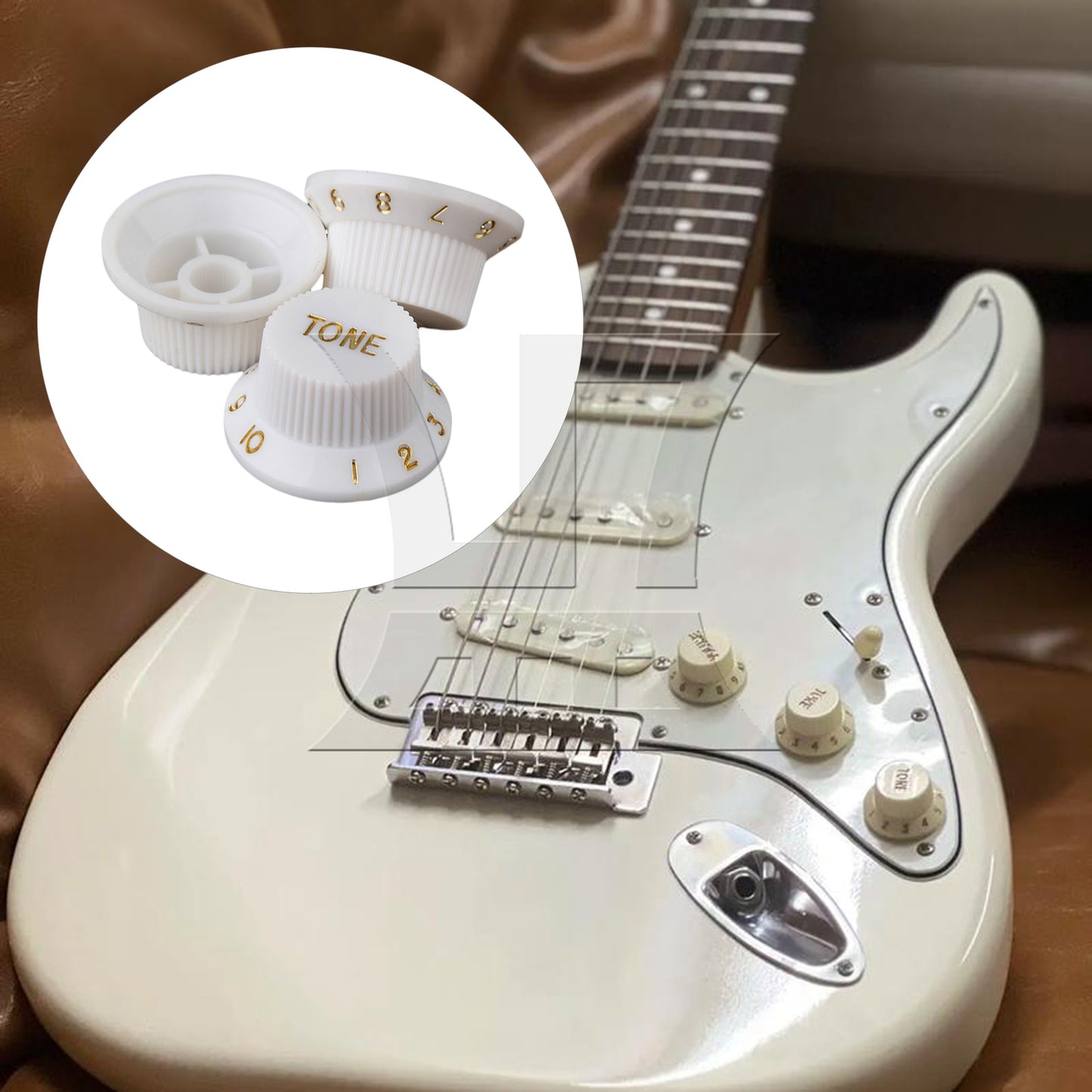 BQLZR White 1-Volume 2-Tone Control Knob For Electric Guitar Pickup