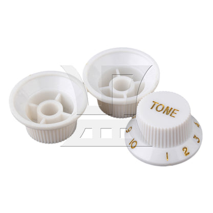 BQLZR White 1-Volume 2-Tone Control Knob For Electric Guitar Pickup