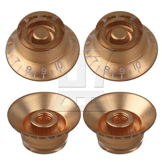 BQLZR 4 x Top Hat Speed Control Knobs For Electric Guitar GOLD