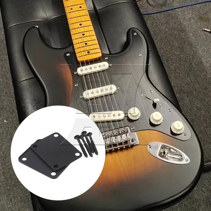BQLZR Black Neck Plate w/ Screw For Electric Guitar