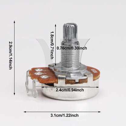 5x Guitar Potentiometer A500k 24mm Base Dia/18mm Shaft
