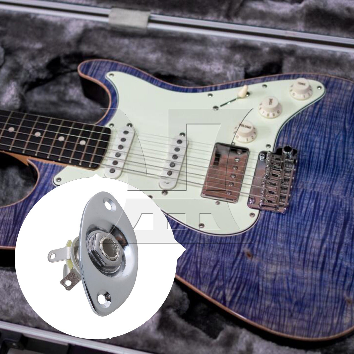 BQLZR CHROME ELECTRIC GUITAR Metal OVAL dented JACK PLATE