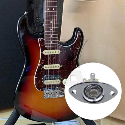 BQLZR CHROME ELECTRIC GUITAR Metal OVAL dented JACK PLATE