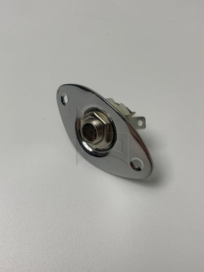 BQLZR CHROME ELECTRIC GUITAR Metal OVAL dented JACK PLATE