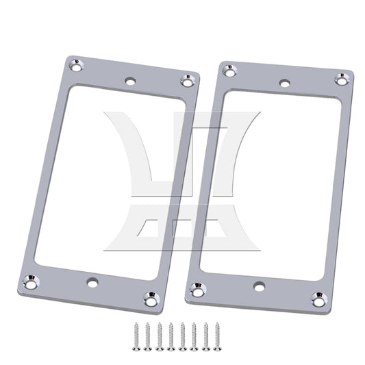2x Metal FLAT Humbucker Pickup Mounting Ring Chrome