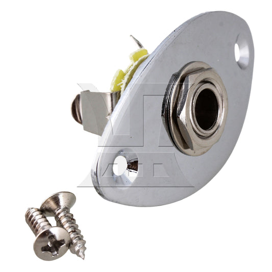 Convex Guitar Jack Plate & Socket Chrome