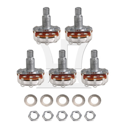 5x Guitar Potentiometer A500k 24mm Base Dia/18mm Shaft