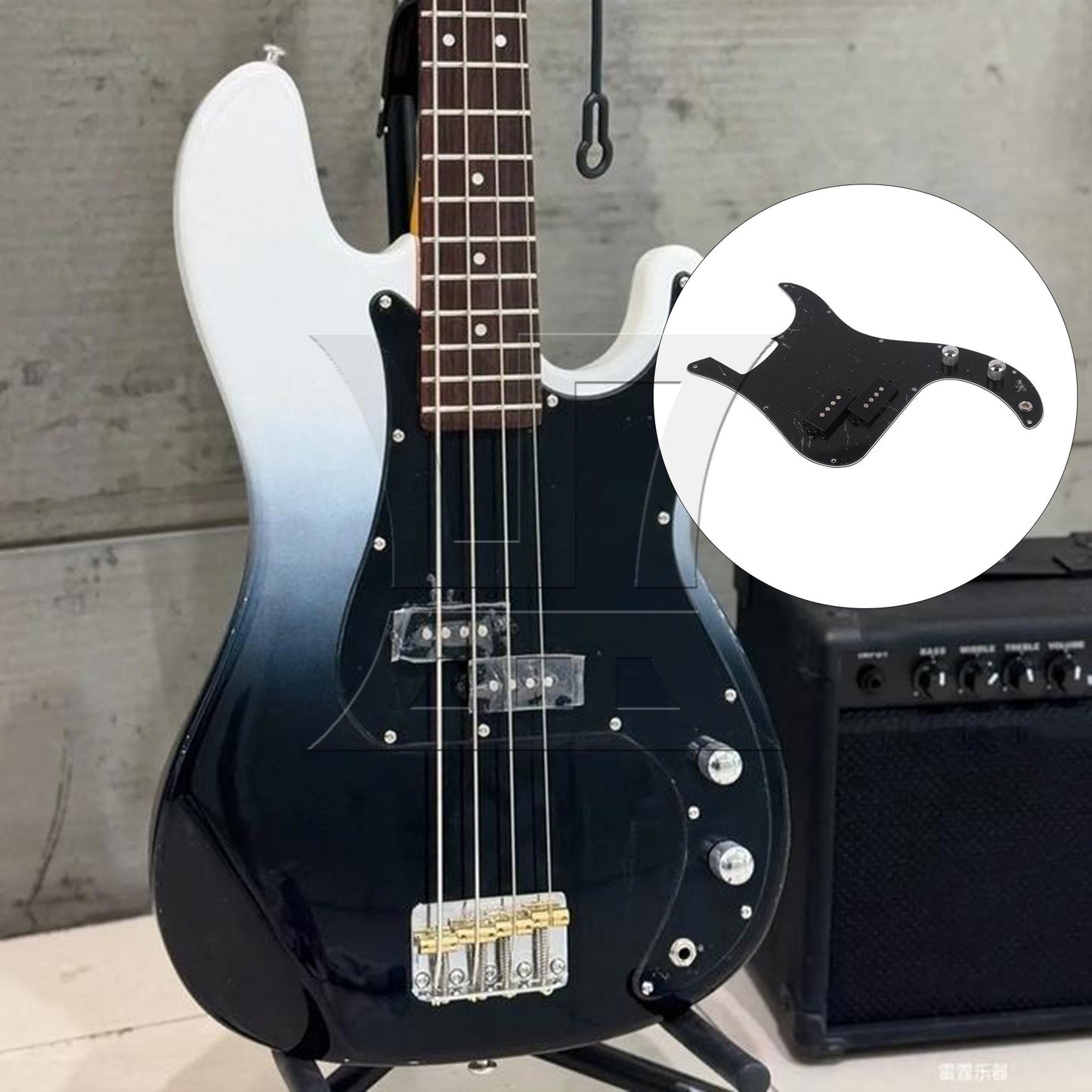 Prewired P-BASS PICKGUARD KIT For bass Guitar BLACK