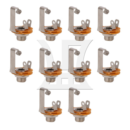 10 pcs MONO 6.35mm GUITAR JACK SOCKET CHROME