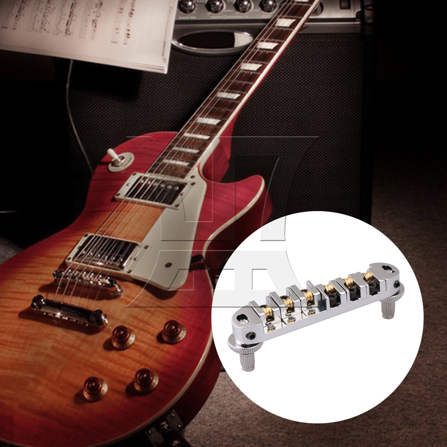BQLZR ROLLER SADDLE BRIDGE W/POSTS & SPANNER FOR ELECTRIC GUITAR CHROME