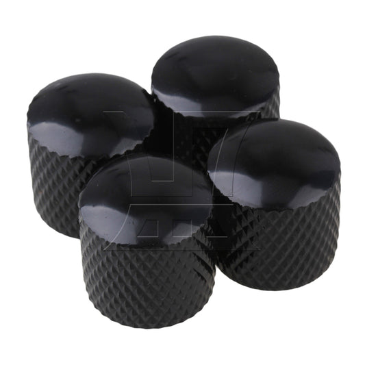 4pcs Black Plated Metal Electric Guitar Bass Dome Tone Knobs