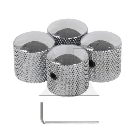4x Dome Bronze Guitar Knob Screw Style split-shaft Chrome